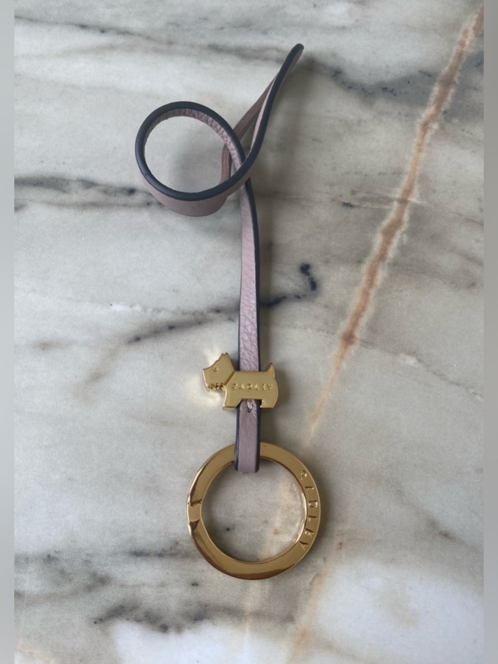 Radley London Leather Dog Charm Bag Keyring with Gold-Tone Ring - Lavender/Lilac
